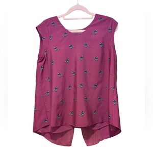Banana Republic Open Back Sleeveless Bird Top Sz SP